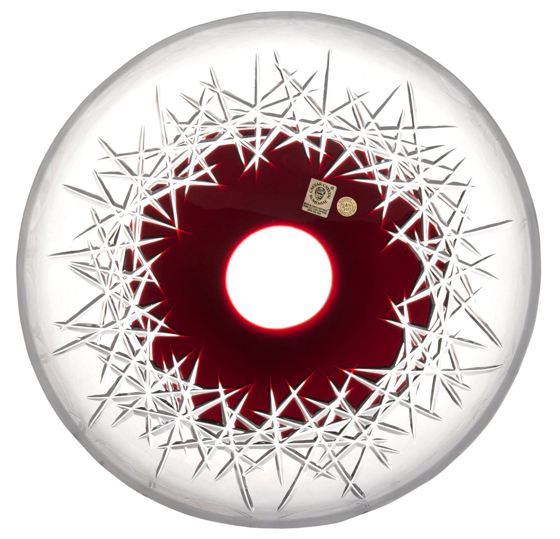 Krištáľový tanier Hoarfrost, farba rubínová, priemer 280 mm