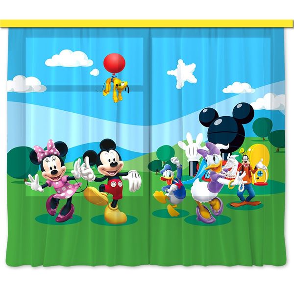 FCS XXL 7008 AG Design textilný foto záves detský delený obrazový Mickey And Friends - Mickey Mouse a priatelia FCSXXL 7008, veľkosť 280 x 245 cm