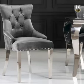 Dizajnová stolička Queen Levia hlava zamat sivá