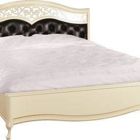 Rustikálna manželská posteľ Verona V-A/N 180 - krém patyna / čierna