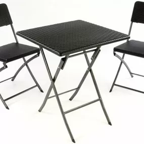 Záhradný set stôl a 2 stoličky ratanového vzhľadu, skladacie