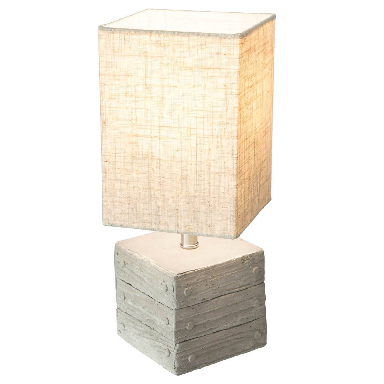 Nino Leuchten Stolná lampa Lisco tvar škatule podstavec betón, Obývacia izba / jedáleň, betón, textil, E14, 40W, P: 13 cm, L: 13 cm, K: 33cm