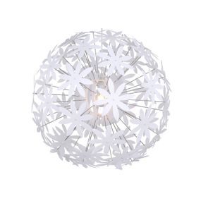 Globo Závesná lampa Stella z plastových kvetov, biela, Obývacia izba / jedáleň, plast, E27, 60W