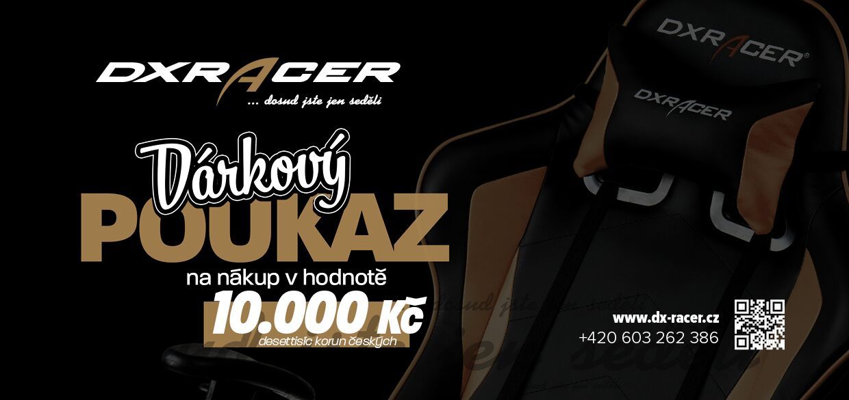 darčeková poukážka na stoličku DXRACER v hodnote 384,62 EUR