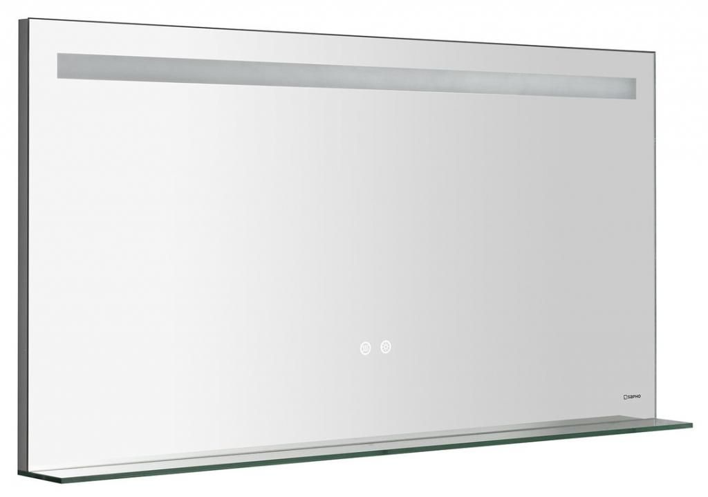 SAPHO - BRETO zrkadlo s LED osvetlením a poličkou, 120x60cm, senzor, fólia anti-fog, 3000-6500 ° K BE120