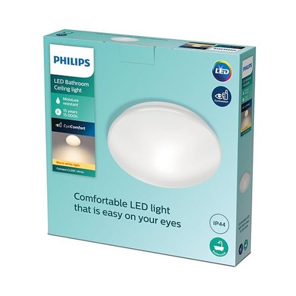 Philips Canopus CL259 LED kúpeľňové stropné svietidlo 1x17W | 1500lm | 2700K | IP44 - ochrana EyeComfort, biela