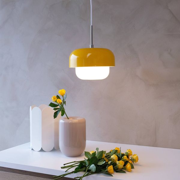 Dyberg Larsen Haipot závesná lampa, žltá, Obývacia izba / jedáleň, kov, sklo, E27, 60W, K: 15cm