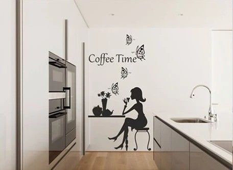 DomTextilu Nálepka na stenu do kuchyne čas na vašu šálku kávy 50 x 100 cm