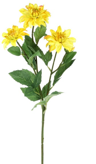 Umelá kvetina Georgína 75 cm, žltá