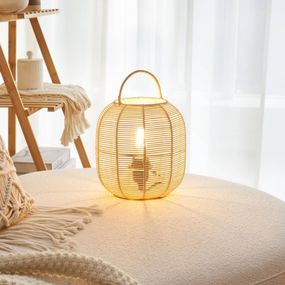 Pauleen Boho Glow stolová lampa, Obývacia izba / jedáleň, ratan, kov, E27, 20W, K: 29.5cm