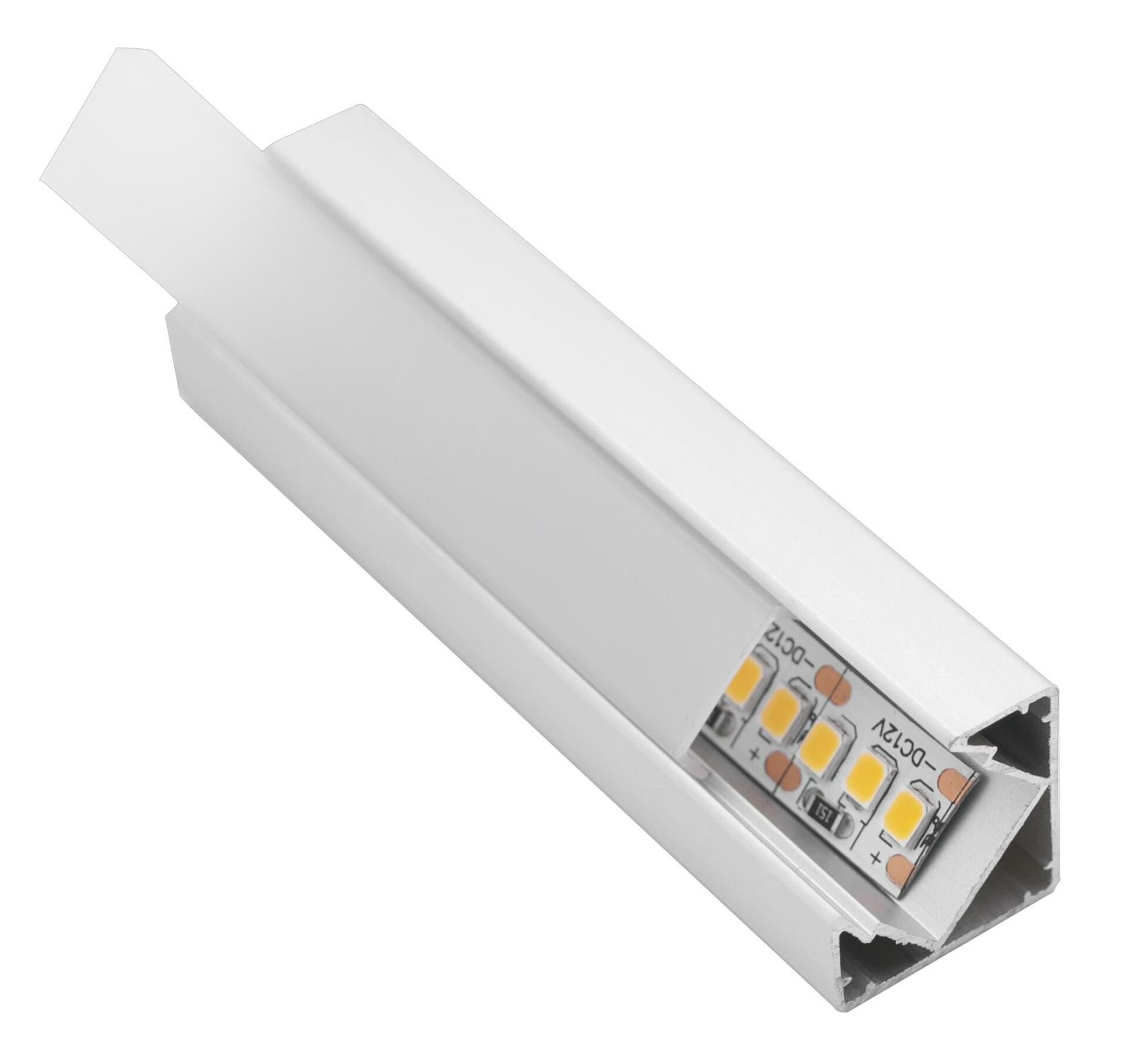 CENTURY AL PROFIL pro LED pásek 10mm rohový opálový kryt 18x18x12mm IP20 délka 2m CEN KPRAN-1818
