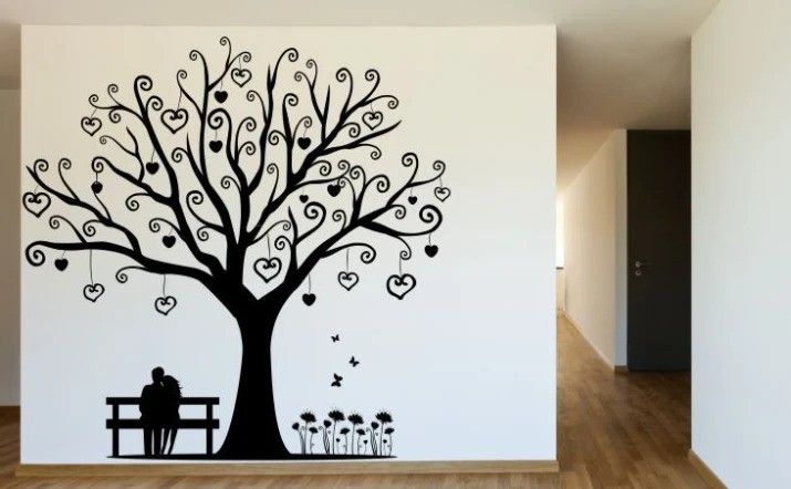DomTextilu Nálepka na stenu do interiéru s motívom zaľúbeného páru pod stromom lásky 100 x 100 cm