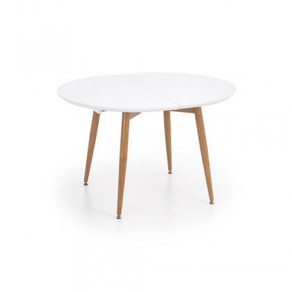 Jedálenský stôl Eddi rozkladací 120-200x100 cm (biely lak, dub)