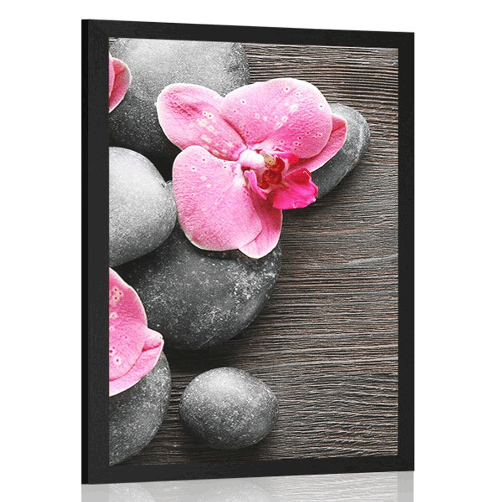 Plagát elegantná kompozícia s kvetmi orchidei - 60x90 black