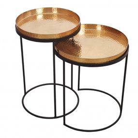 Estila Art-deco set okrúhlych príručných stolíkov Elements zlatá 53cm