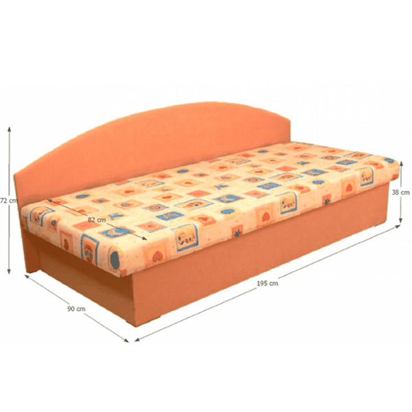 Celočalúnená váľanda so sendvičovým matracom, oranžová/vzor, EDVIN 03