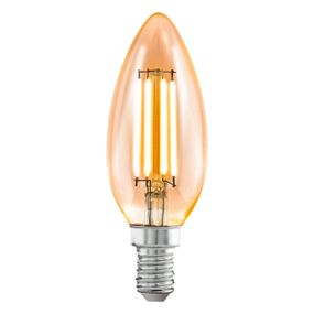 EGLO 110058 LED celosklenená žiarovka E14 Vintage filament C35 sviečka 4W/26W 270lm 2200K jantárová