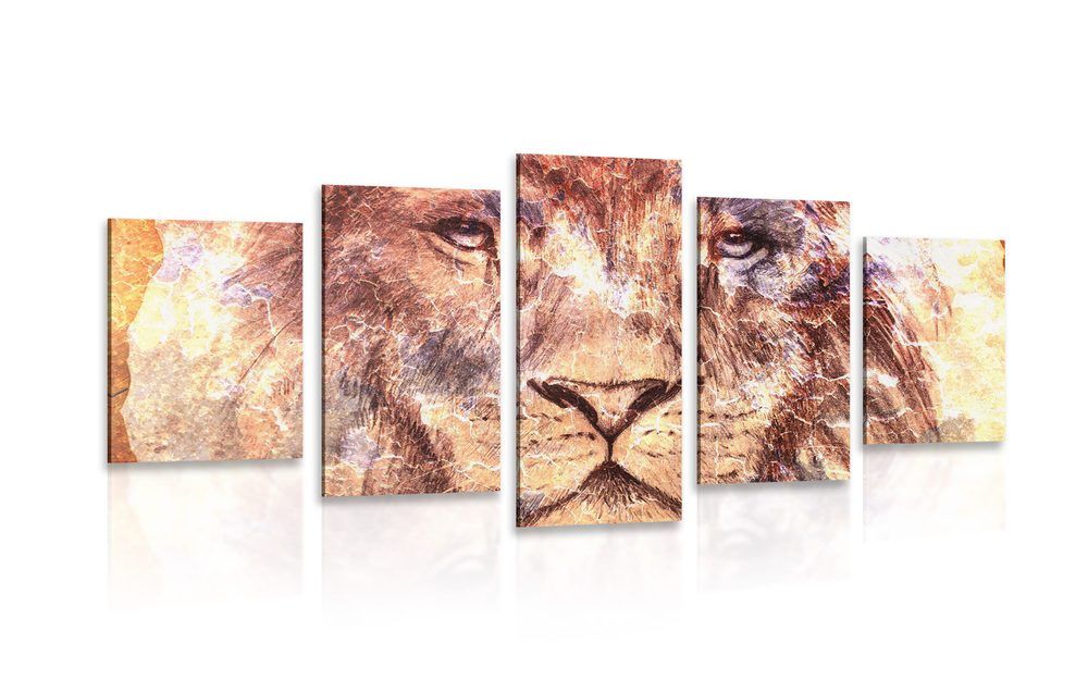 5-dielny obraz tvár leva