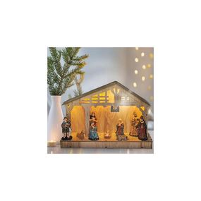 Solight 1V259 - LED Vianočná dekorácia LED/2xAA drevený betlehém