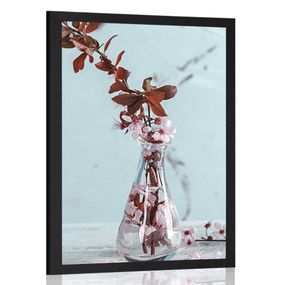 Plagát vetvička čerešne vo váze - 30x45 black