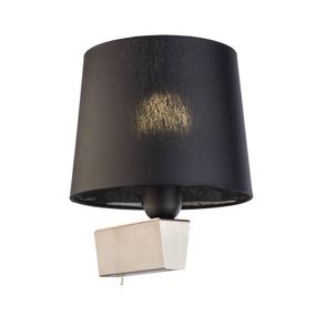 Euluna Nástenné svietidlo Chillin I s vypínačom, čierna, Obývacia izba / jedáleň, textil, oceľ, E27, 40W, L: 20 cm, K: 25cm