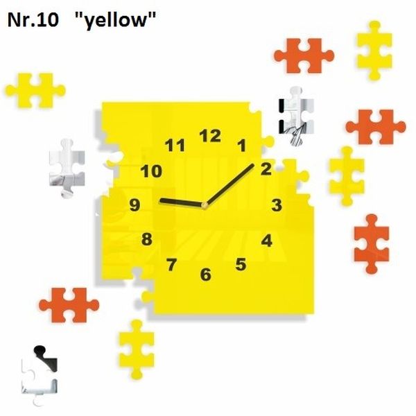 DomTextilu Nalepovacie nástenné hodiny s motívom puzzle 8691-23802
