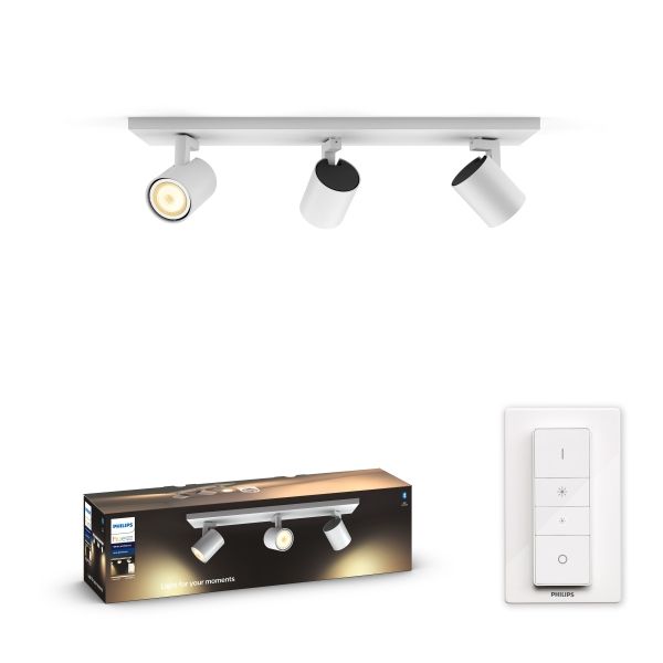 Philips Hue White Ambiance 8719514338388 Runner stropné bodové svietidlo 3xGU10 +SWITCH 3x5,5W/3x250lm 2200-6500K biela bluetooth