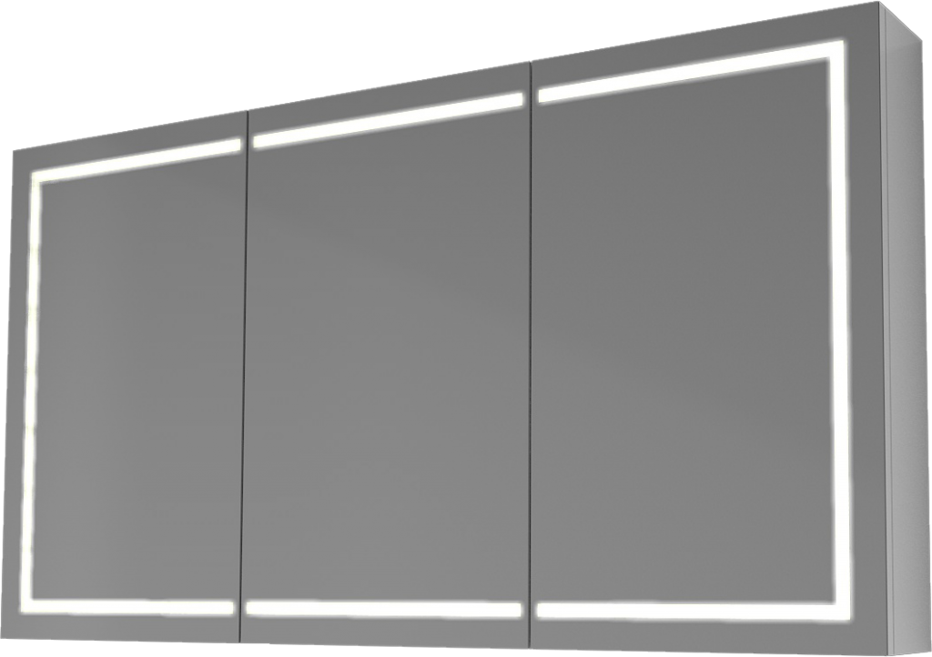 Zrkadlo PRO 1300 LED troj-dverové - Biely lak, vysoký lesk