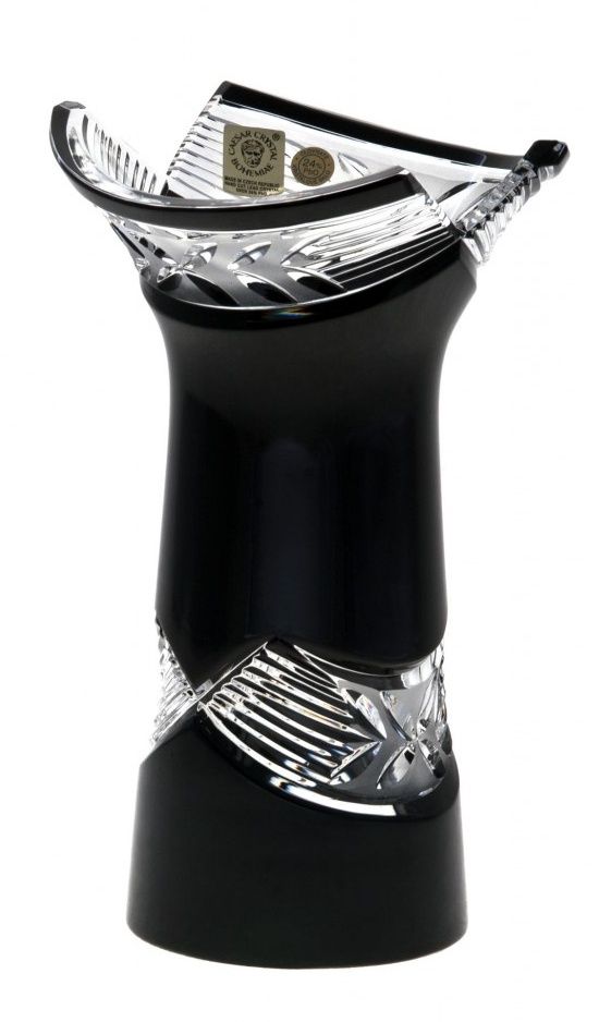 Krištáľová váza Laurel, farba čierna, výška 185 mm