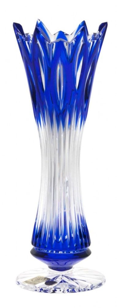 Krištáľová váza Flame, farba modrá, výška 205 mm