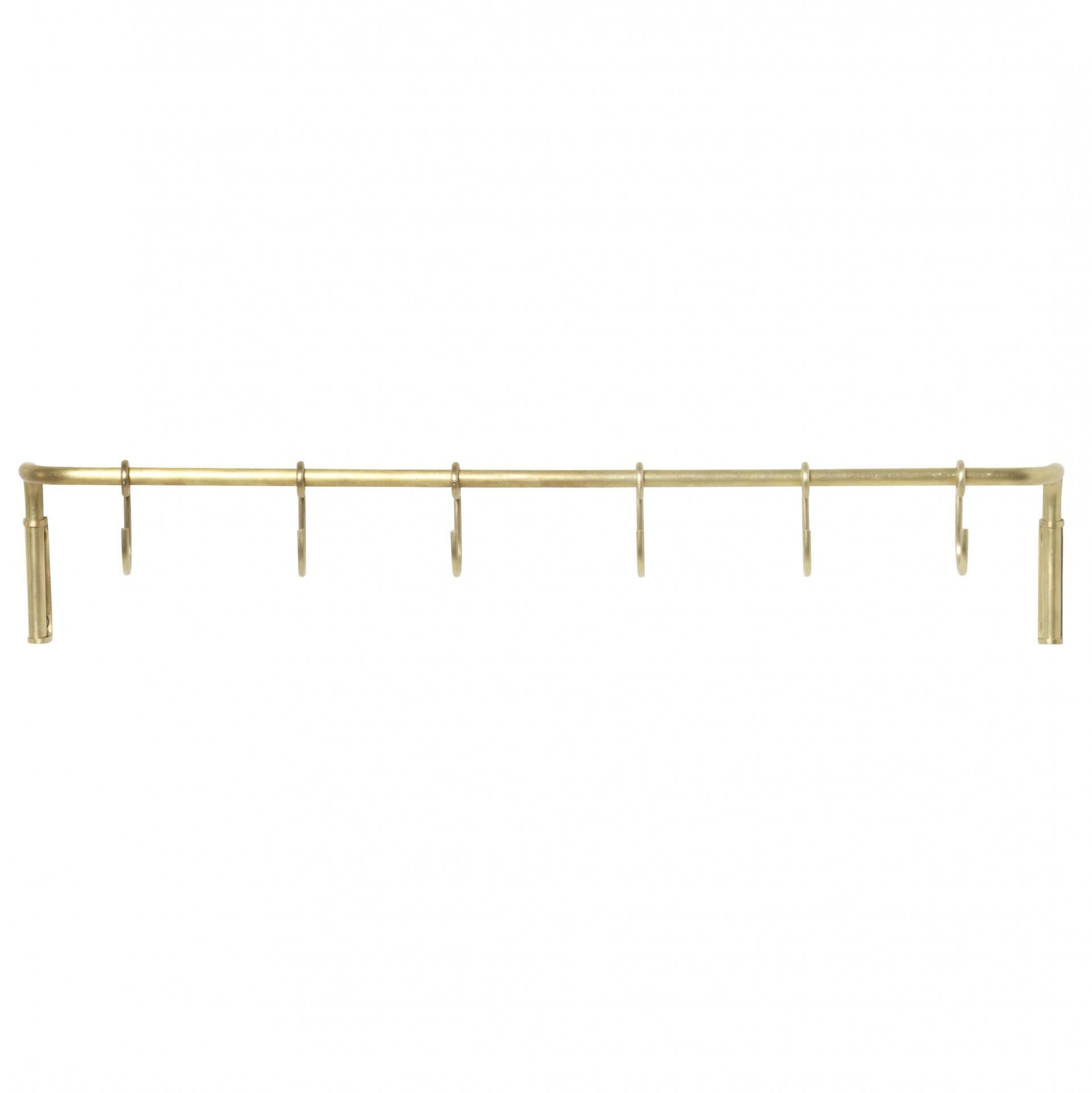 ferm LIVING Kovová tyč do kuchyne + 6 háčikov Brass