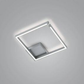 Knapstein Stropné LED svetlo Yoko up/down štvorcové nikel, Obývacia izba / jedáleň, hliník, oceľ, 42W, P: 40 cm, L: 40 cm, K: 6.8cm