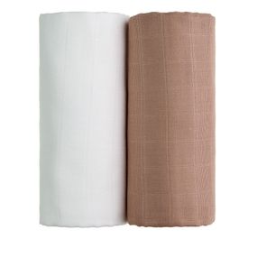 Súprava 2 bavlnených osušiek v bielej a béžovej farbe T-TOMI Tetra, 90 x 100 cm