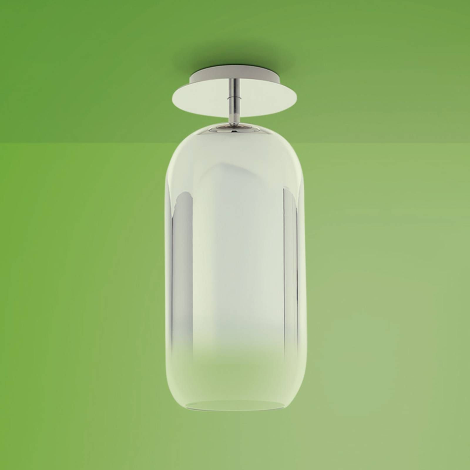 Artemide Gople Mini stropné svietidlo strieborná, Obývacia izba / jedáleň, hliník, sklo, E14, 6W, K: 35cm