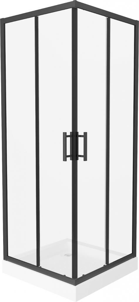 MEXEN/S - Rio štvorcový sprchovací kút 80 x 80 cm, transparent, čierny + vanička so sifónom Rio, biela 860-080-080-70-00-4510