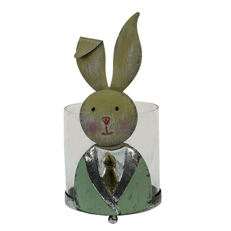 Svietnik na čajovku so zajačikom v saku - 11*10*22 cm