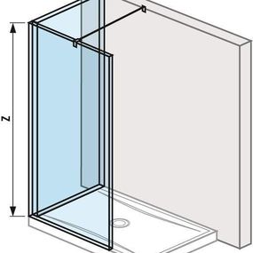 Jika Pure - Sklenená stena L 140 cmx80 cm na sprchovú vaničku 140 cmx80 cm, s úpravou Jika Perla Glass, 1400 mm x 200 mm x 2000 mm H2694250026681