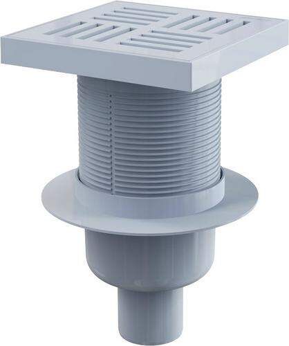 Alcadrain - Podlahová vpusť 150×150/50 mm priama, mriežka šedá, vodná zápachová uzávera APV6211
