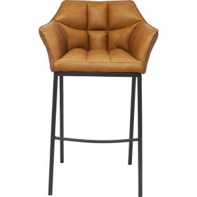 KARE Design Kožená čalouněná barová židle Thinktank Quattro