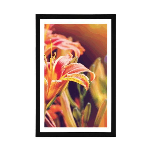 Plagát s paspartou krásne kvitnúce kvety v záhrade - 60x90 black