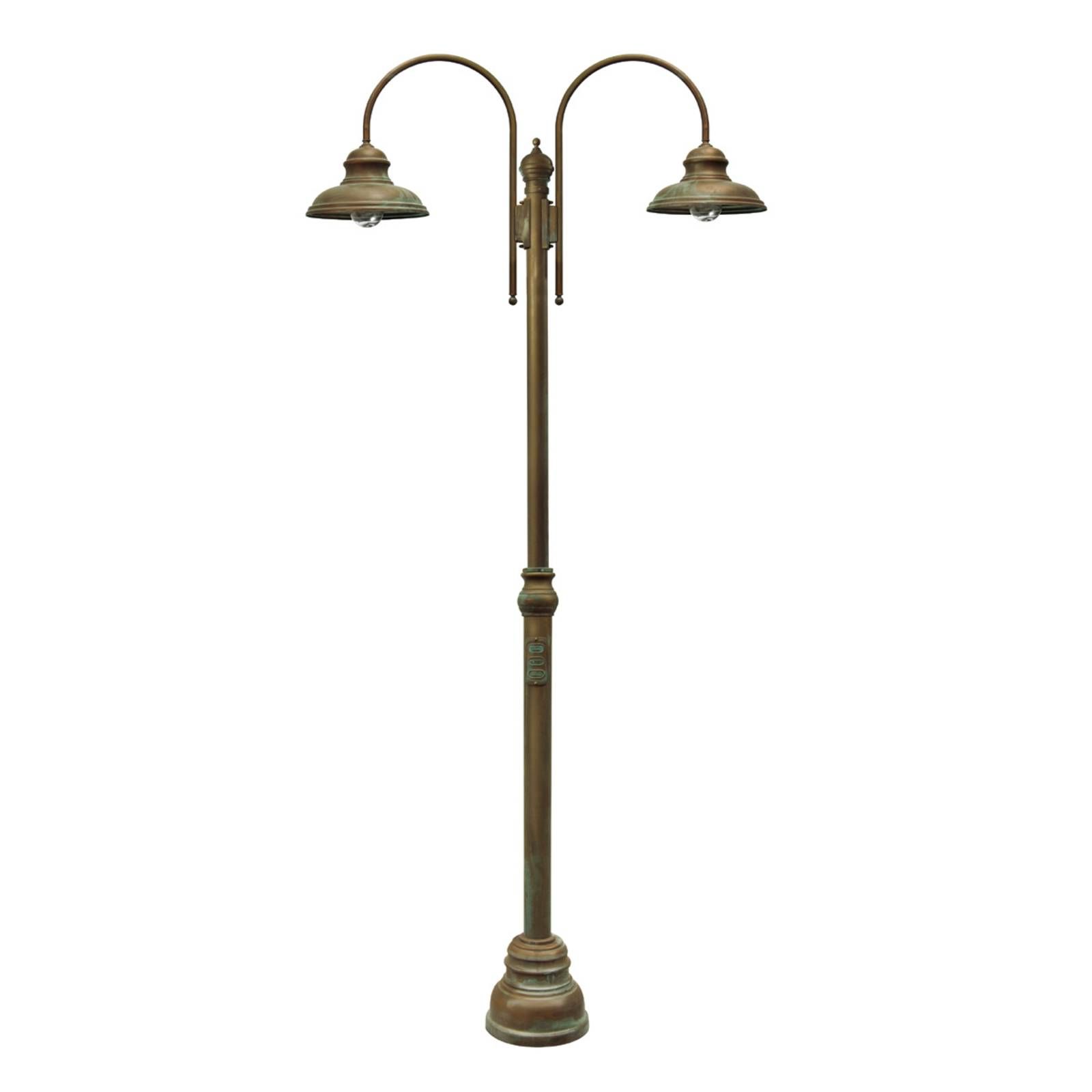 Moretti Luce Stĺpová lampa Luca mosadz antická meď, dve svetlá, starožitná mosadz, E27, 75W, L: 125 cm, K: 308cm