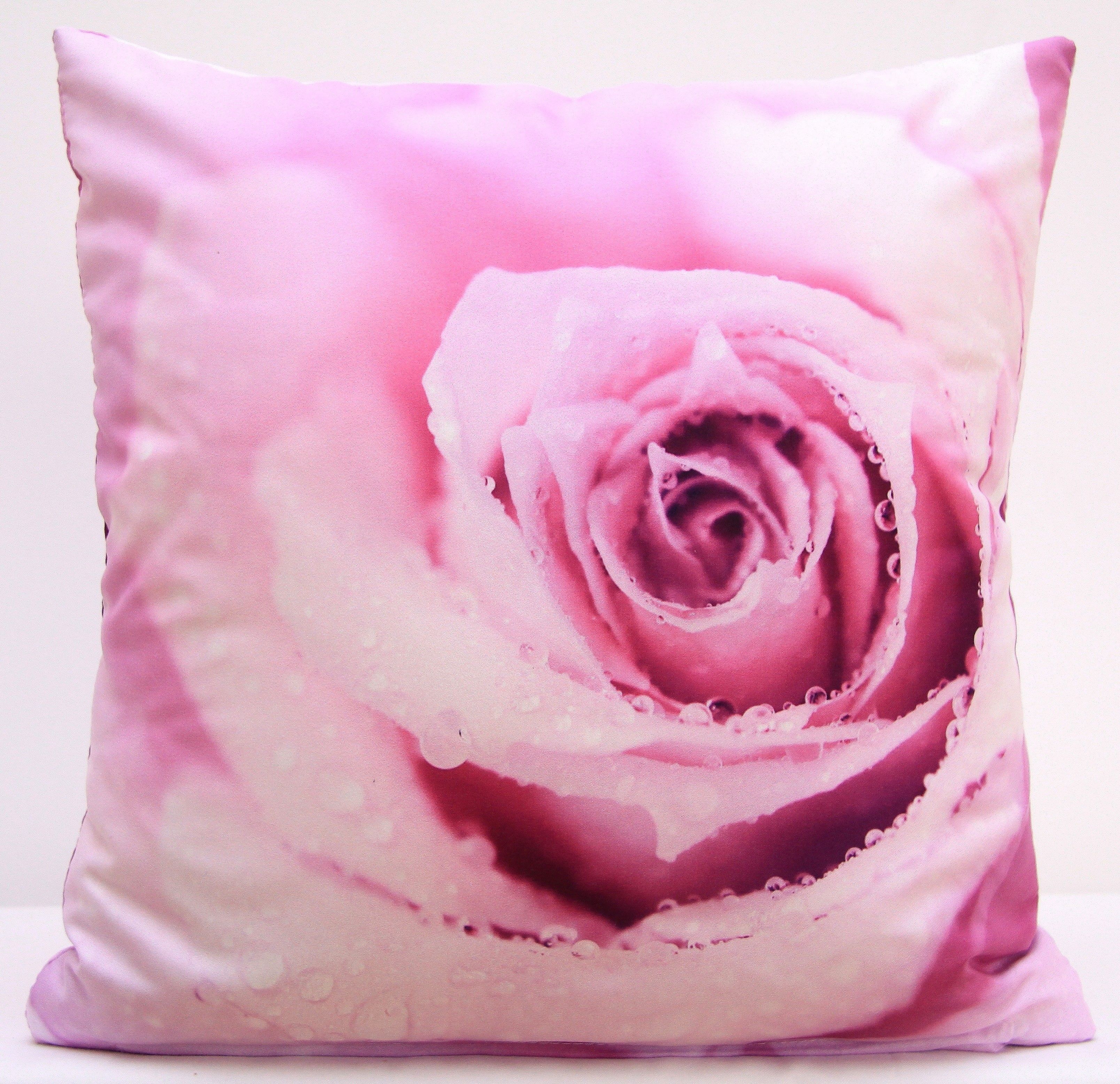 DomTextilu Obliečka na vankúš ružovej farby s motívom ružovej ruže 40x40 cm Ružová 3176-124183