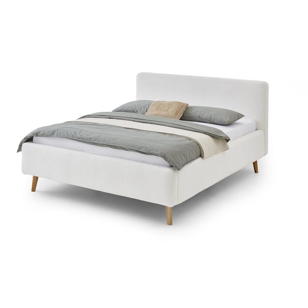 Biela čalúnená dvojlôžková posteľ s úložným priestorom s roštom 160x200 cm Mattis - Meise Möbel