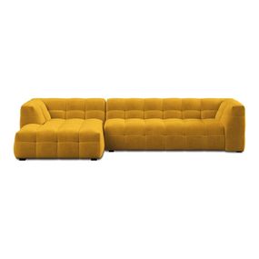 Žltá zamatová rohová pohovka Windsor & Co Sofas Vesta, levý roh