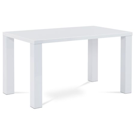 Autronic Jedálenský stôl 135x80x76cm, vysoký lesk biely AT-3007 WT