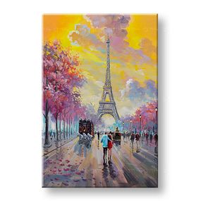 Maľovaný obraz na stenu PRECHÁDZKA V PARÍŽI 60x90 cm