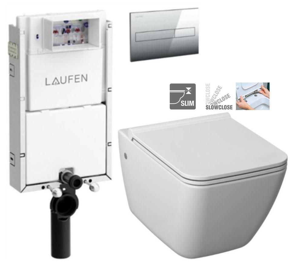 LAUFEN Podomít. systém LIS TW1 SET s chrómovým tlačidlom + WC JIKA PURE + SEDADLO SLOWCLOSE duraplast H8946630000001CR PU2