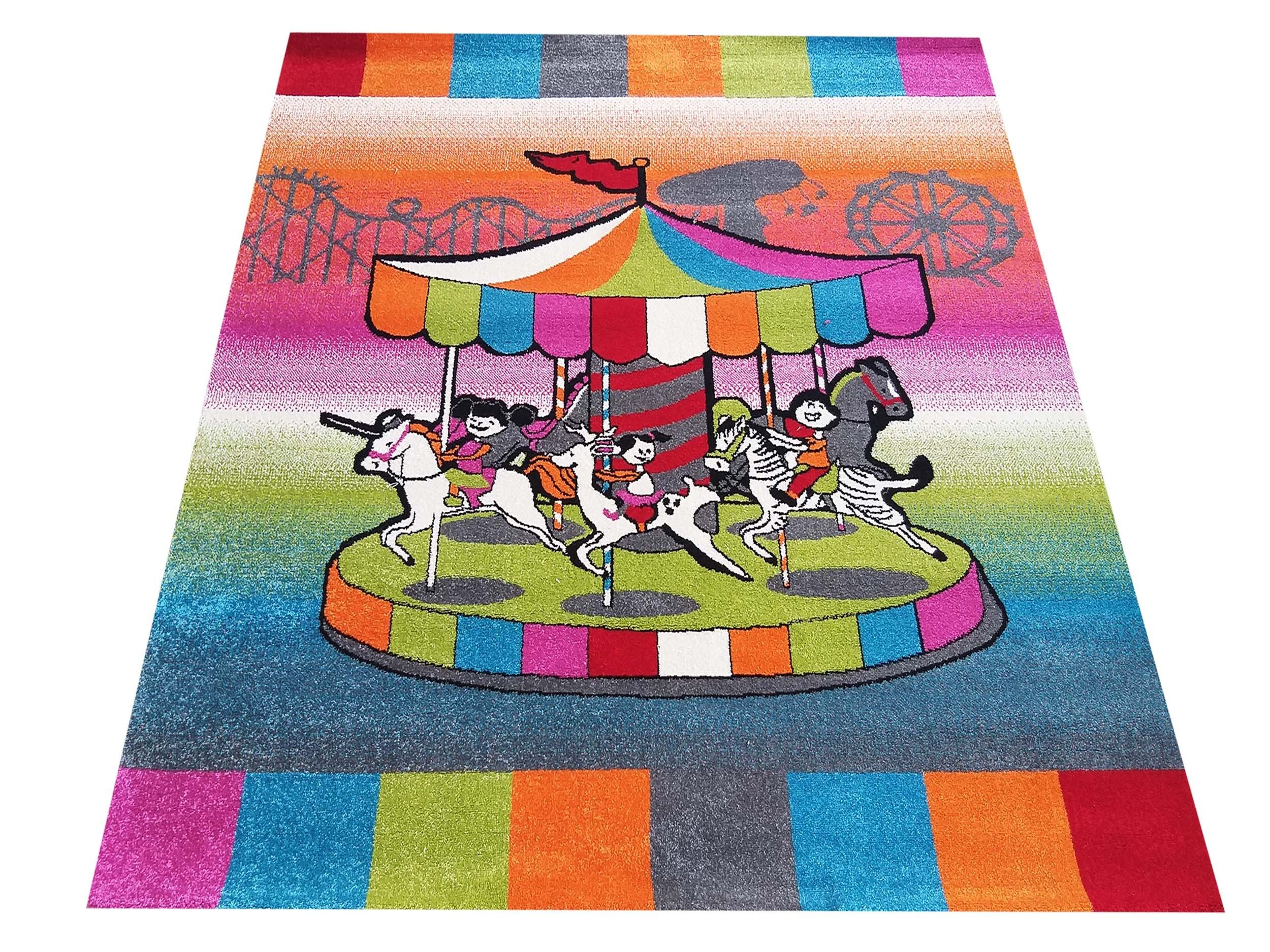 DomTextilu Moderný koberec do detskej izby s krásnym farebným kolotočom 64149-240376