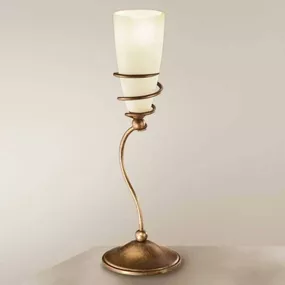 Lam Stolná lampa Daniele v antickej mosadzi, Obývacia izba / jedáleň, mosadz, scavo sklo, E14, 40W, K: 48cm