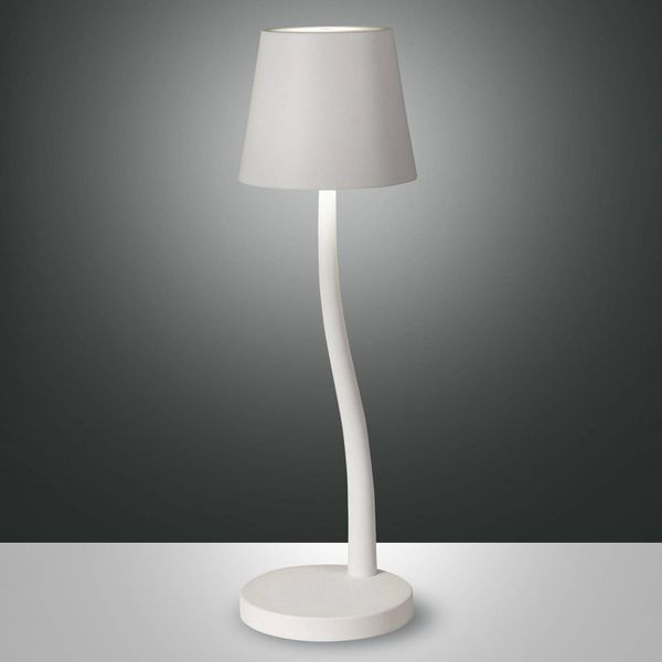 Fabas Luce Stolová LED lampa Judy, batéria, IP54, biela, Pracovňa / Kancelária, kov, 3W, K: 36.5cm